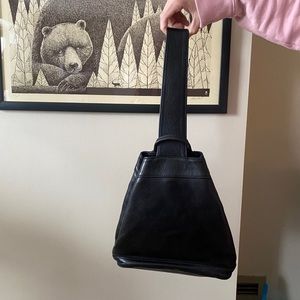 Sven designer sling leather backpack- black